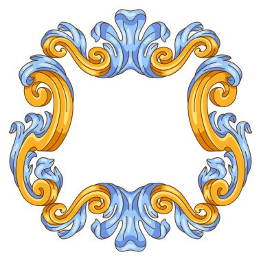 Dekoratif çiçek çerçevesi, barok tarzında. Klasik körling bitkisi. Vintage girdap kenarı.
