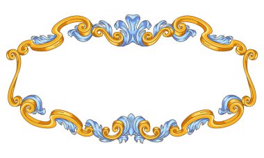 Dekoratif çiçek çerçevesi, barok tarzında. Klasik körling bitkisi. Vintage girdap kenarı.