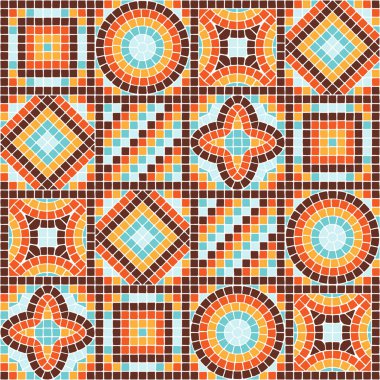 Antik mozaik pürüzsüz desen. Dekoratif antik taş süsü. Soyut antika dokusu.