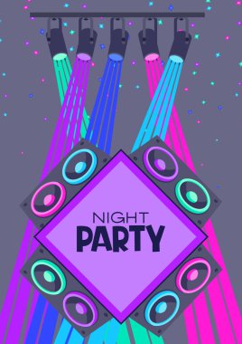 Disko partisi ilanı ya da konser afişi. Renkli arkaplan veya davet.