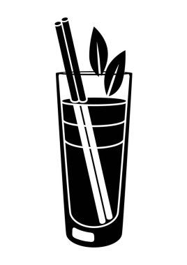 Camda mojito kokteyli tasviri. Parti, bar ve restoran menüsü için alkollü içecek.