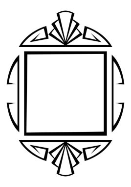 Art Deco süsüsüyle çerçevelenmiş. Antika eski tarzdaki soyut öge.