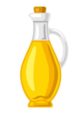 Ayçiçeği yağlı cam şişe tasviri. Aşçılık ve tarım üretimi için görüntü.