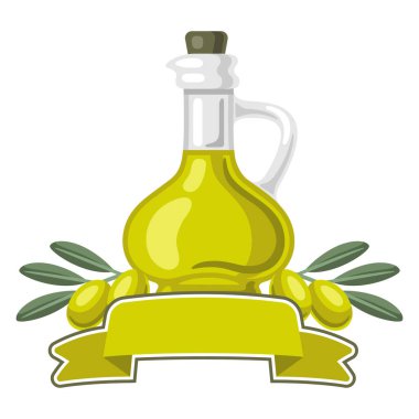 Zeytin yağı etiketinin resmi. Aşçılık ve tarım üretimi için görüntü.