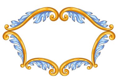 Dekoratif çiçek çerçevesi, barok tarzında. Renkli körling bitkisi. Vintage girdap kenarı.