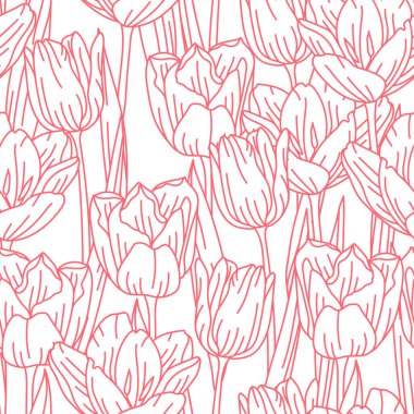 Lale çiçekleriyle kusursuz desen. Güzel dekoratif bitkiler. Doğal arkaplan.