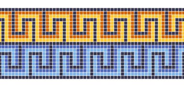 Antik geometrik mozaik, pürüzsüz sınır. Dekoratif antik taş süsü. Soyut antika dokusu.