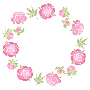 Şakayık çiçekleriyle çerçevelenmiş. Güzel dekoratif bitkiler. Doğal illüstrasyon.