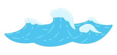 Illustration of wave with sea foam. Ocean, river or water splash. clipart