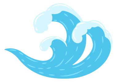 Illustration of wave with sea foam. Ocean, river or water splash. clipart