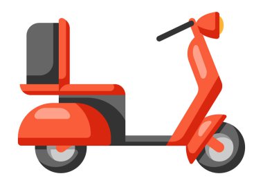 Kırmızı scooter 'ın resmi. Elektrikli mobil çizgi film motosikleti.