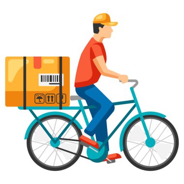 Kurye bisikleti tasviri. Malların siparişle teslimatı. Nakliye hizmeti.