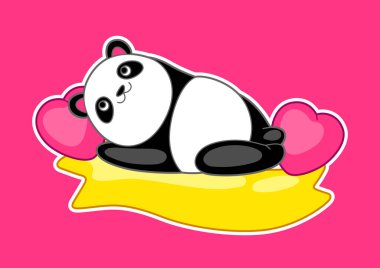 Kawaii küçük pandanın şirin bir çizimi. Çizgi film tarzında neşeli bir hayvan karakteri..