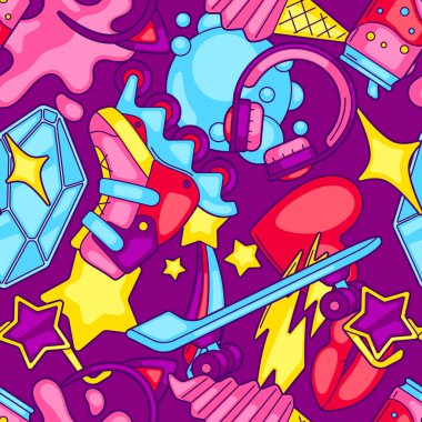 Modayı takip eden hatunlarla kusursuz bir düzen. Renkli, sevimli bir ergen geçmişi var. Çizgi film tarzında yaratıcı kız sembolleri.