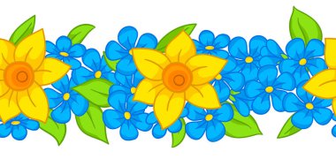 Bahar çiçekleriyle kusursuz desen. Çiçek açan güzel desenli bitkiler. Doğal illüstrasyon.