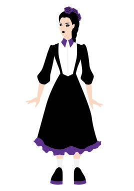 Gotik tarzda bir kızın tasviri. Koyu renk. Tatil ve parti için görüntü. Cadılar Bayramı ya da maskeli balo.
