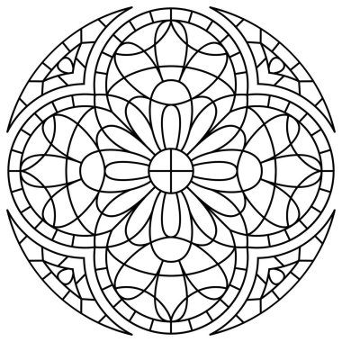 Gotik tarzda lekelenmiş cam pencere. Ortaçağ mozaik fayans dokusu. Vintage renkli parçalar.