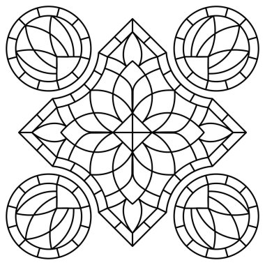 Gotik tarzda lekelenmiş cam pencere. Ortaçağ mozaik fayans dokusu. Vintage renkli parçalar.