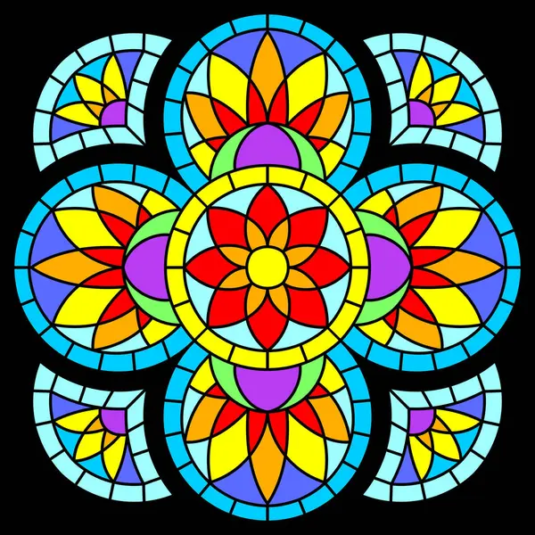 Gotik tarzda lekelenmiş cam pencere. Ortaçağ mozaik fayans dokusu. Vintage renkli parçalar.