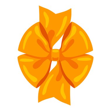 Sarı saten fiyonk çizimi. Hediye kartı dekorasyonu ve tasarımı için düğümlü kurdele.