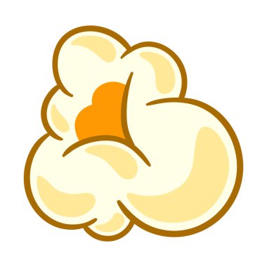 Patlamış mısır tasviri. Çizgi film tarzında abur cubur. Sinema ve kafeler için.