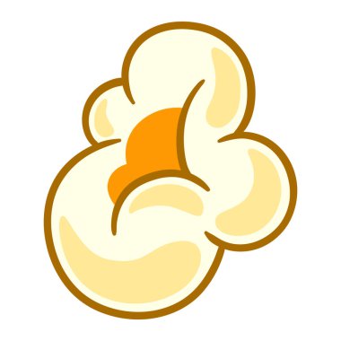 Patlamış mısır tasviri. Çizgi film tarzında abur cubur. Sinema ve kafeler için.