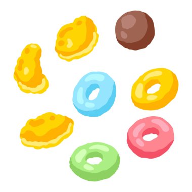 Kahvaltı gevreği seti. Sağlıklı ve sağlıklı yiyeceklerin görüntüsü.