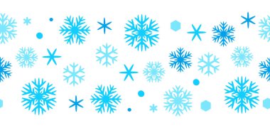 Kar taneleriyle kış şablonu. Mutlu Noeller ve mutlu yıllar. Mevsimlik tasarım.