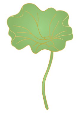 Lotus yaprağı doğu tarzında. Çin ve Japon geleneksel illüstrasyonları. Doğrusal altın sanat.