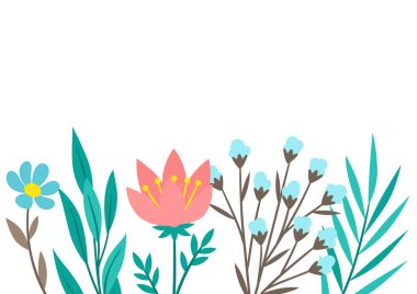 Çiçekli arka plan. Çiçek desenli romantik bir şablon. Kart veya illüstrasyon.