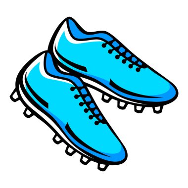 Futbol ayakkabısı illüstrasyonu. Futbol kulübü eşyası ya da sembol. Çizgi film tarzında spor nesnesi.