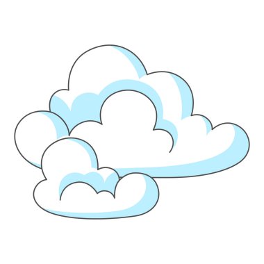 Çizgi film bulutları çizimi. Tasarım için kabarık bulutlar.