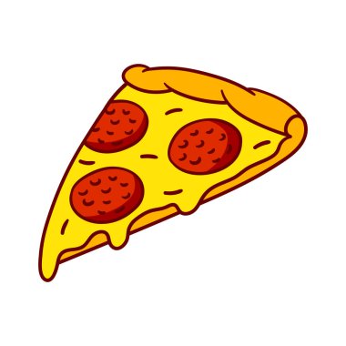 Lezzetli İtalyan pizza dilimi. Lezzetli fast food yemeği. Kafe menüsü ve reklamları için resim.