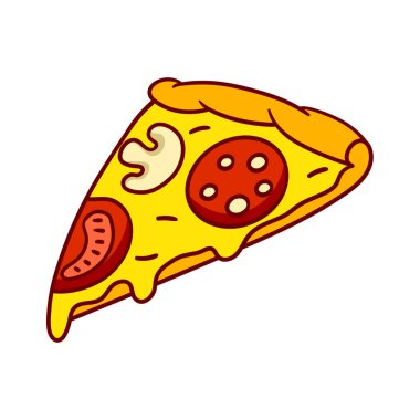 Lezzetli İtalyan pizza dilimi. Lezzetli fast food yemeği. Kafe menüsü ve reklamları için resim.