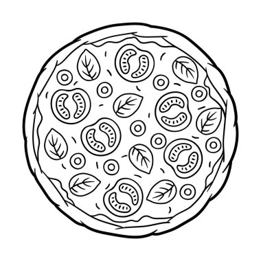 Lezzetli İtalyan pizzası. Lezzetli fast food yemeği. Kafe menüsü ve reklamları için resim.