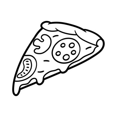 Lezzetli İtalyan pizza dilimi. Lezzetli fast food yemeği. Kafe menüsü ve reklamları için resim.