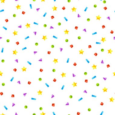 Renkli konfeti deseni. Mutlu yıllar ve parti illüstrasyonları. Kutlama ya da tatil geçmişi.