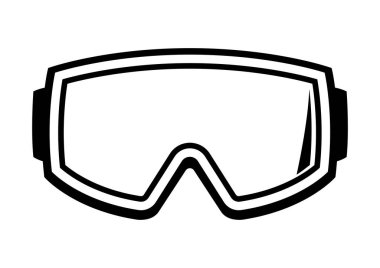 Snowboard gözlüğü çizimi. Kış sporu eşyası ya da sembol. Çizgi film tarzında sağlıklı bir nesne.