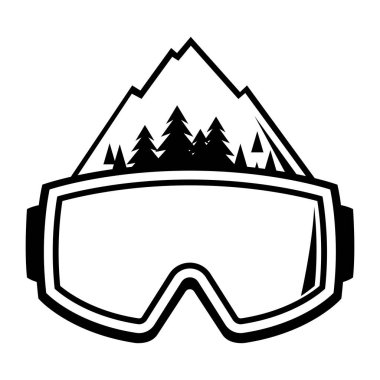 Snowboard sembolleriyle amblem. Kış sporu etiketi ya da amblemi. Çizgi film tarzında sağlıklı bir yaşam tarzı çizimi.