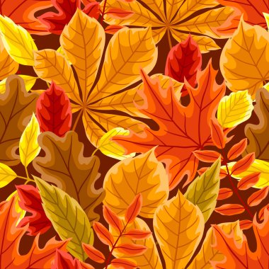 Sonbahar yapraklı desen. Çeşitli yeşilliklere sahip bir arka plan. Dekoratif güzel yapraklar..