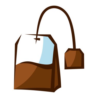 Çay poşeti ve siyah çay. Geleneksel içki tasviri. Reklam ve üretim için görüntü.