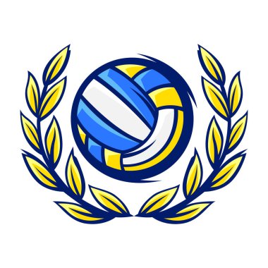 Voleybol illüstrasyonu. Spor kulübü eşyası ya da sembol. Çizgi film tarzında sağlıklı bir nesne.