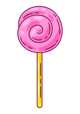 Lolipop şekeri çizimi. Şekerleme ya da şekerci dükkanı imajı. Renkli tatlı..