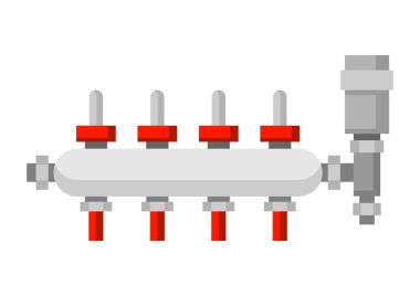 Hidronik manifoldun çizimi. Tesisat nesnesinin endüstriyel görüntüsü. Isıtma sistemi.