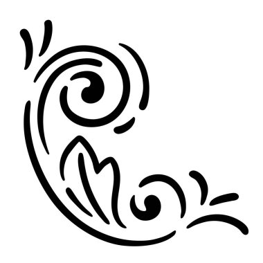 Vintage girdap elementi. Retro curling vignette. Dekorasyon için klasik tasarım.