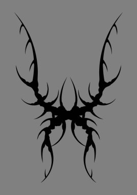 Cyber sigilism wings. Neo tribal gothic style tattoo. Form with sharp spikes. clipart