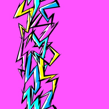 Çizgi film yıldırımlı desen. Grunge graffiti, doğal fenomenin stilize edilmiş görüntüsü. Güç ya da vuruş.