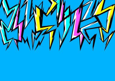 Çizgi film yıldırımlarıyla dolu bir arka plan. Grunge graffiti, doğal fenomenin stilize edilmiş görüntüsü. Güç ya da vuruş.