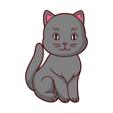 Şirin bir kawaii kedisi resmi. Eğlenceli hayvan. Komik evcil hayvan..