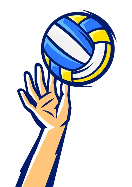 Voleybol illüstrasyonu. Spor kulübü eşyası ya da sembol. Çizgi film tarzında sağlıklı bir nesne.